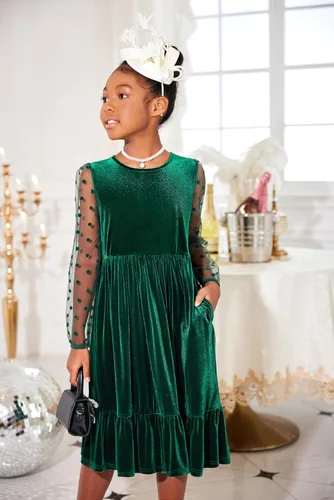 Miniatura 2 de Arshiner Vestidos de manga larga de terciopelo para niñas