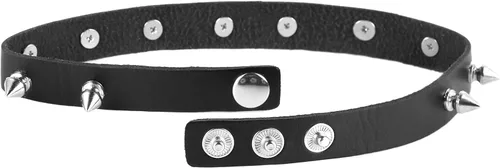 Miniatura 2 de HZMAN - Collar de gargantilla de cuero con tachuelas de metal, estilo punk, gótico, para hombre y mujer
