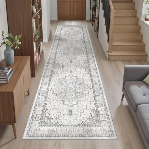 Miniatura 588 de Madane Tapete lavable de 2 x 10 pies para pasillo, cocina, recibidor, clásico, suave, antideslizante para interiores, casa de campo, baño, sala
