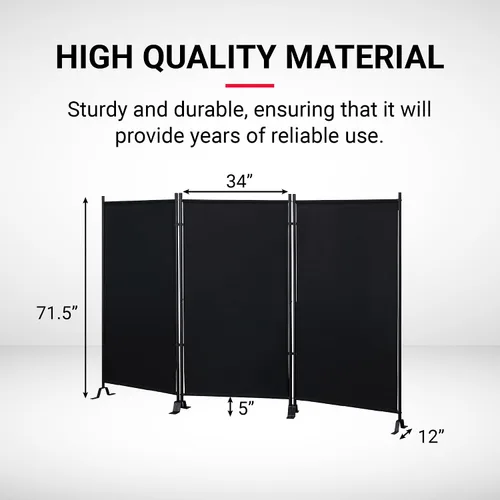 Miniatura 3 de Productos Proman FS17067 Galaxy - Divisor de habitación para interior/exterior (3 paneles), 102” de ancho x 16” de profundidad x 71” de alto Negro