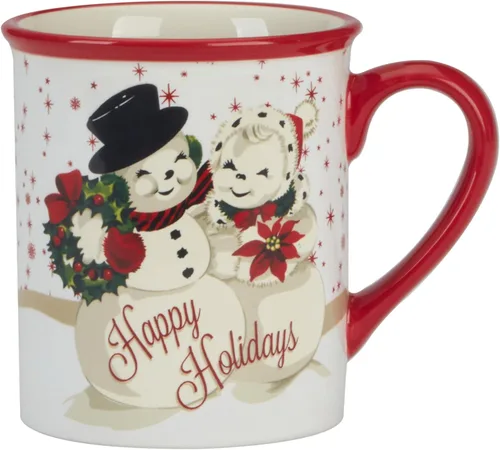Miniatura 4 de Certified International Santa's Retro Set de 4 tazas: 5.25" x 3.75" x 4.25" 18 onzas, ideal para cacao caliente junto a la chimenea, café, un café