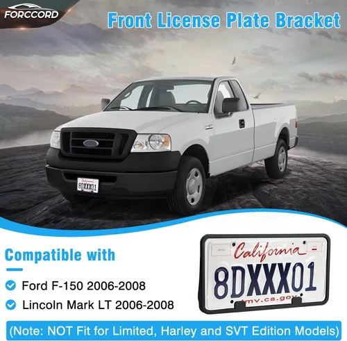 Miniatura 2 de Ajuste personalizado para soporte de placa de matrícula Ford F-150 2008 2007 2006 Marco de placa de matrícula frontal negro Accesorios de automóvil