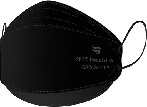 Breatheze Máscaras Faciales KN95 Hechas en Estados Unidos Registradas por la FDA - Máscara KN95 Desechable - Estilo 3D Negro