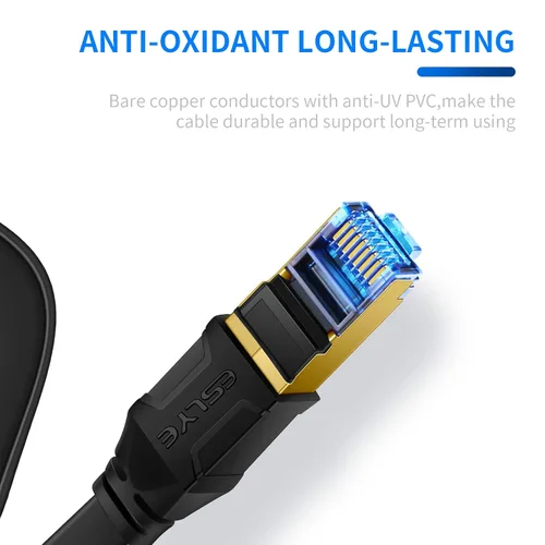 Miniatura 3 de Cable Ethernet CAT 8, cable de conexión de red LAN de Internet plano de alta velocidad para PS5, Xbox, módem