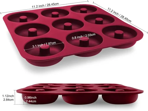 Miniatura 3 de Molde grande de silicona para donas para hornear, 9 cavidades antiadherentes de silicona de grado alimenticio, molde para donas y moldes para bagel