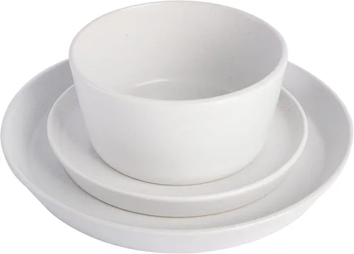 Miniatura 3 de Gibson Soho Lounge Sofia Coupe - Juego de vajilla de cerámica, servicio para 4 personas (12 unidades), color blanco con motas