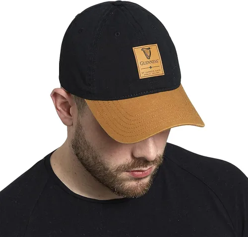 Miniatura 5 de Guinness Gorra de béisbol negra y caramelo con parche de cuero