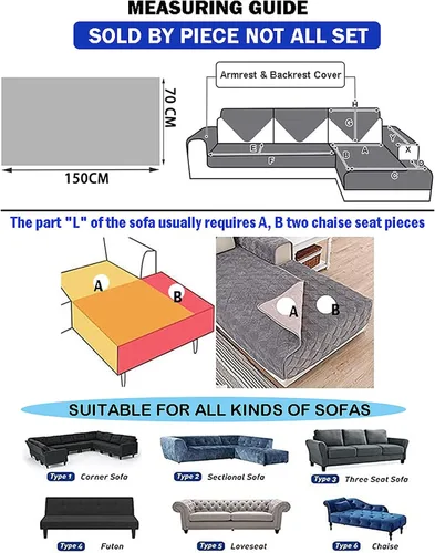 Miniatura 6 de Fundas para sofá, fundas de algodón de color liso para sofá modular, con patrón de hojas de plátano, funda antideslizante para sofá, diván, funda