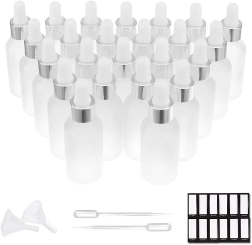 Miniatura 34 de PrettyCare Paquete de 4 botellas con cuentagotas de aceites esenciales, botellas vacías de tintura para cuidado personal y belleza, Ámbar