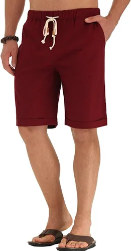 Miniatura 16 de Sailwind Pantalones cortos de lino para hombre, pantalones cortos casuales de playa con cordón