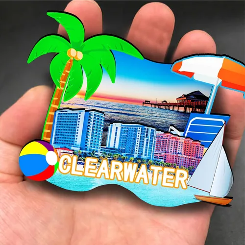 Miniatura 4 de Imán de madera de Clearwater de Estados Unidos 3D para nevera, recuerdos coleccionables, decoraciones artesanales hechas a mano