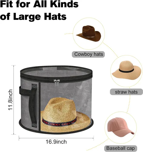 Miniatura 3 de Organizador de sombreros extra grande transparente para viaje y guardarropa, con capacidad para hasta 7 sombreros, organizador de sombreros