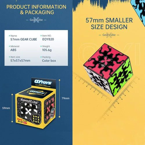 Miniatura 6 de Cubo de engranajes 3x3 con estructura de engranajes tridimensional, diseño de azulejos incrustados, cubo mágico 3x3x3, rompecabezas y juguetes