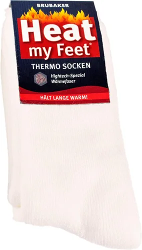 Paquete de 2 calcetines térmicos BRUBAKER Heat my Feet - Pies cálidos - Fibras aislantes que encierran el calor Beige