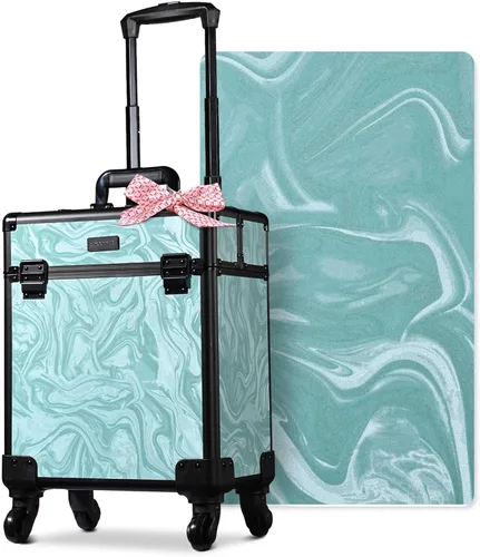 Miniatura 28 de BYOOTIQUE estuche rodante para maquillaje 4 en 1, con cerradura, maletín tipo trolley para cosméticos, con 4 ruedas extraíbles, organizador de viaje