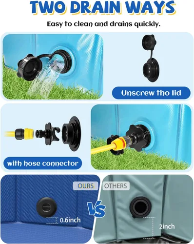 Miniatura 4 de YSJILIDE Piscina plegable para perros, piscina portátil de PVC para mascotas, baño plegable de plástico para perros y niños grandes, medianos y Azul