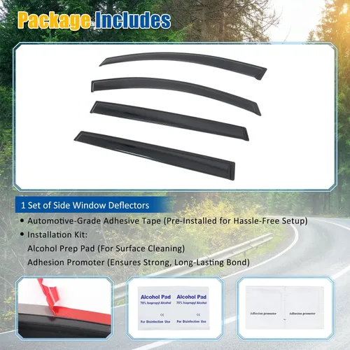 Miniatura 7 de FREEMOTOR802 Deflectores de ventana con cinta para Chevrolet Equinox EV 2024-2026, protectores de lluvia, viseras de ventana lateral, deflectores