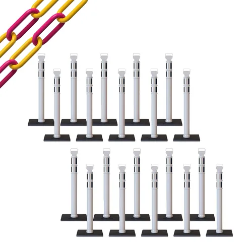 Miniatura 56 de Trafford Industrial - Juego de 20 postes de delineador de 45 pulgadas, collares reflectantes de 3 pulgadas, base de goma de 10 libras