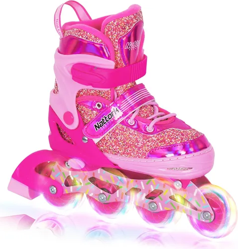 Nattork Patines en línea para niños y niñas, patines ajustables con ruedas iluminadas para edades de 3 a 12 años, el mejor regalo de cumpleaños para