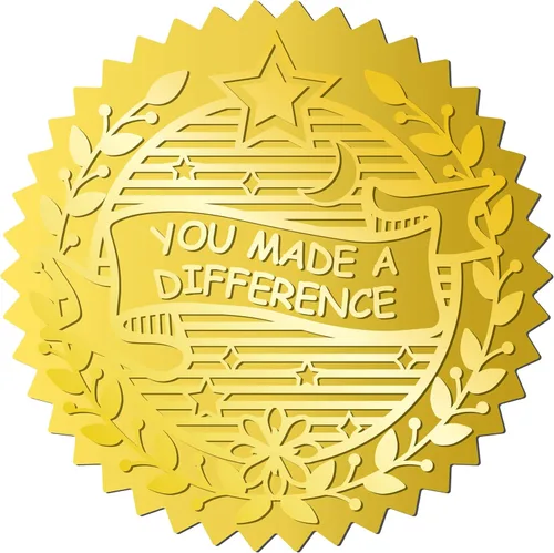 Miniatura 14 de CRASPIRE 408 sellos de certificado en relieve de 2 pulgadas con texto en relieve «You Make a Difference» («You Make a Difference») Sellos en relieve