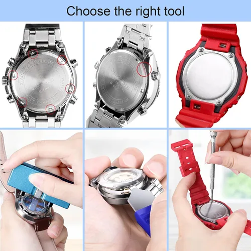 Miniatura 2 de JOREST Kit de reparación de relojes, para reemplazo de batería de reloj y ajuste de correa de reloj y limpieza de relojes, removedor de espalda