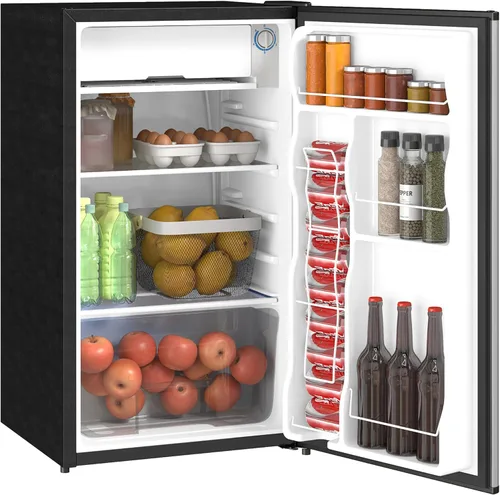 Miniatura 15 de HOMCOM Mini refrigerador de 4 pies cúbicos con congelador, refrigerador compacto de doble puerta con termostato ajustable, estante y puerta