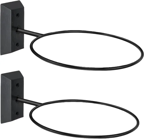 Miniatura 21 de Soporte de pared para baloncesto VIVTOB, soporte de pared para pelota de 7 pulgadas con base de madera maciza de nogal negro y anillo de metal