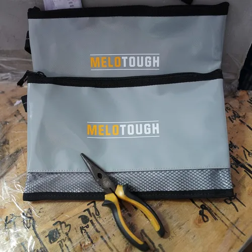 Miniatura 7 de MELOTOUGH Material impermeable 12 pulgadas bolsa de herramientas con cremallera 2 unidades, bolsa de herramientas multiusos para herramientas Gris 2