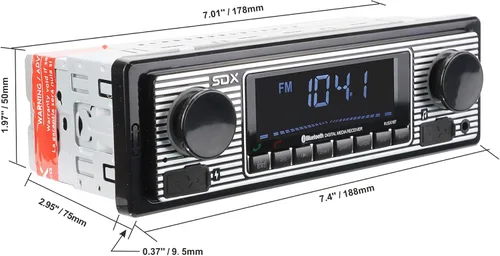 Miniatura 3 de SDX Audio Receptor de radio Bluetooth, reproductor de MP3 con cargador USB, MP3/USB, entrada auxiliar, micrófono integrado manos libres, iluminación