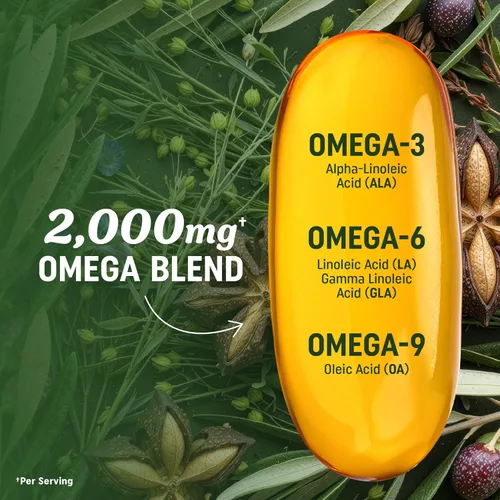 Miniatura 3 de Suplementos veganos de Omega 3 6 9 Mezcla de Omega 369 triple a base de plantas de 2000 mg Apoyo para la salud del corazón, el cerebro, la piel