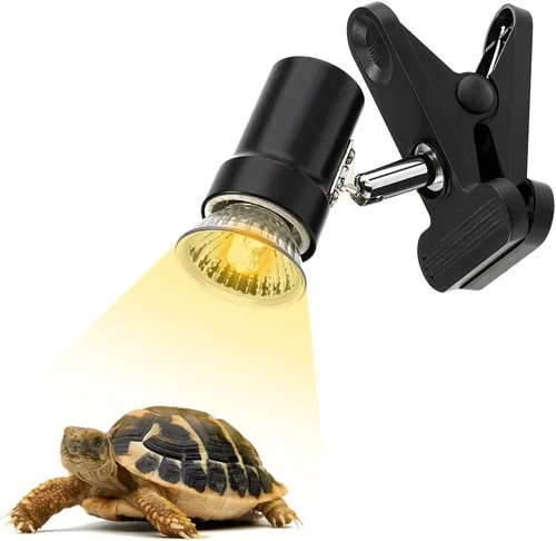 DaToo Lámpara de Calor para Reptiles, Luz de Calentamiento Giratoria para Tortugas con Bombilla de Calor UVA UVB de 50W, Lámpara de Asoleado con Luz