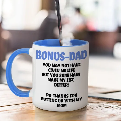 Miniatura 4 de Taza de café Bonus Dad de Fatbaby, divertidas tazas de café para regalo para padrastro de hija, hijo, hijastra, regalos para el Día del Padre