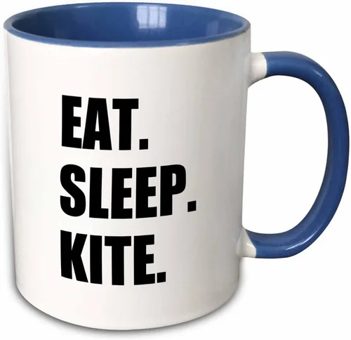 Miniatura 12 de 3dRose Eat Sleep Kite - Kitesurf kitesurf kitesurf surf 11oz Bicolor Negro Taza
