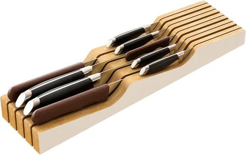 Miniatura 14 de Organizador de cajones de cuchillos grande, soporte para cuchillos de madera de bambú, bloque de cuchillos con capacidad para hasta 15 cuchillos