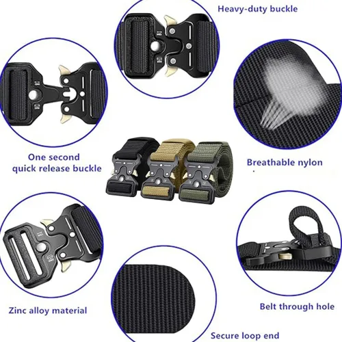 Miniatura 3 de AngelReally Quick Release Tactical Belt for Men, Military Style Nylon Web Belt Accessories with Quick-Release Waistband