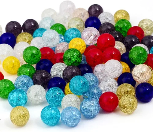 Miniatura 10 de RUBYCA Surtido de cuentas de cristal checo de Druk Crackle redondas mixtas para la fabricación de joyas (0.157 in, 50 unidades)