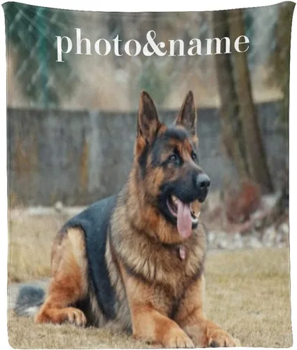 Miniatura 7 de Manta personalizada con nombre de foto, manta personalizada de perro pastor alemán de forro polar súper suave para sofá, cama (50 x 60 pulgadas)