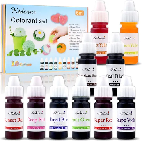 Set de creación de jabón – 10 colores líquidos para colorear jabón, Puesta del sol amarilla, puesta del sol roja, rosa, amarillo, azul, café, negro,