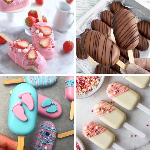Miniatura 5 de WMKGG Juego de moldes de silicona para paletas, 2 piezas moldes para helado con 50 palitos de madera para cake pop, paletas heladas, cakesicles Verde