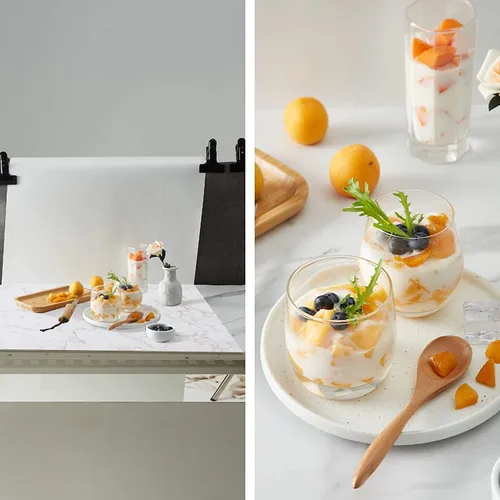 Miniatura 7 de BEIYANG Telones de fondo de fotografía de alimentos de 24 x 24 pulgadas, tableros de fondo de fotos de mármol blanco con 3 kits de soporte, tablero