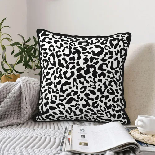 Miniatura 6 de Funda de almohada de terciopelo con estampado de leopardo y guepardo de 18 x 18 pulgadas, funda de almohada cuadrada decorativa en blanco y negro