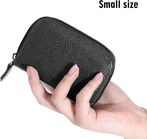 Miniatura 7 de MaxGear Credit Card Wallet with Zipper Genuine Leather Credit Card Holder with RFID Blocking Small Accordion Wallet