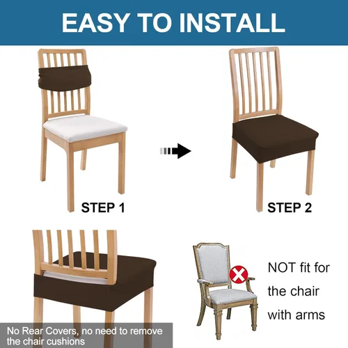 Miniatura 5 de smiry Fundas de asiento impermeables para sillas de comedor, juego de 4, fundas elásticas de jacquard extraíbles y lavables, sin fundas traseras
