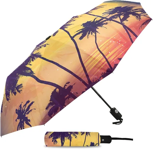 Miniatura 2 de DHDM Automatic Umbrella for Rain and Sun Male Women Beach Parasol Print Folding Umbrella