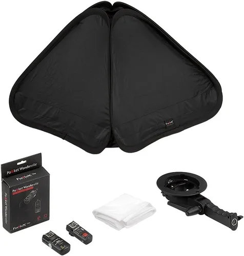 Fotodiox Softbox plegable de 20 x 20 pulgadas, 1 kit de flash con disparador remoto para Canon, caja de luz plegable y soporte de luz rápida con