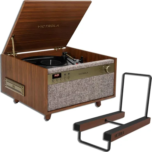 Miniatura 11 de Victrola Century 6-en-1 Reproductor de discos de vinilo y centro de música – Tocadiscos de 3 velocidades, reproductor de CD y cassette, VINYLSTREAM