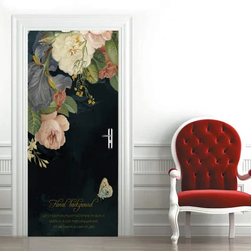 Miniatura 10 de Calcomanías 3D para puerta, murales para despegar y pegar, diseño de flores, papel tapiz para puerta, calcomanías autoadhesivas extraíbles de PVC