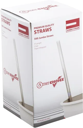 Miniatura 3 de AmerCare Royal Jumbo Pajitas de plástico, pajitas desechables envueltas en papel para cócteles, refrescos, jugos, 9 pulgadas, transparente, caja