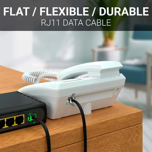 Miniatura 2 de G-PLUG Cable RJ11 de 3 pies para teléfonos fijos, cable de teléfono RJ11 a RJ11 6P4C para módem, fax y línea telefónica, color negro