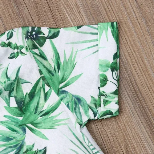 Miniatura 18 de Conjunto de camisa de manga corta con botones y pantalones cortos casuales con diseño de flamingo, para bebés y niños de 1 a 6 años, atuendos
